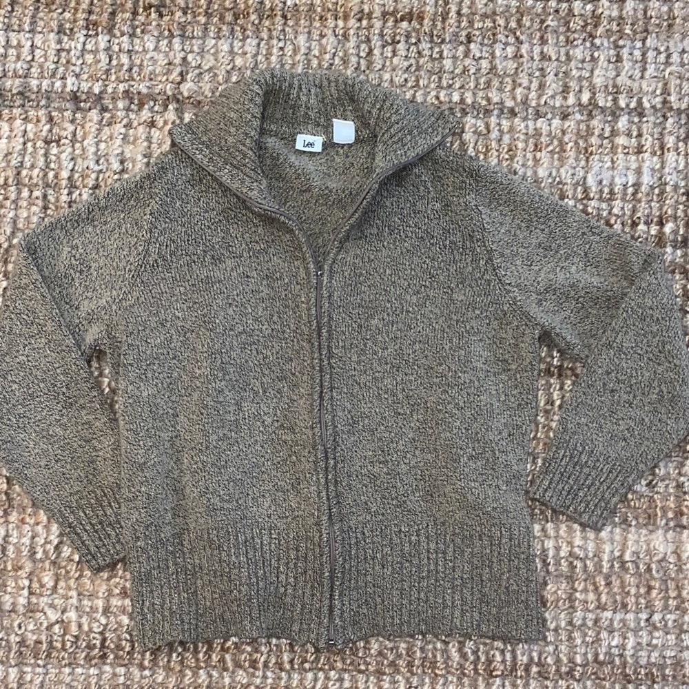 Lee Men's Zip Up Sweater - Tan